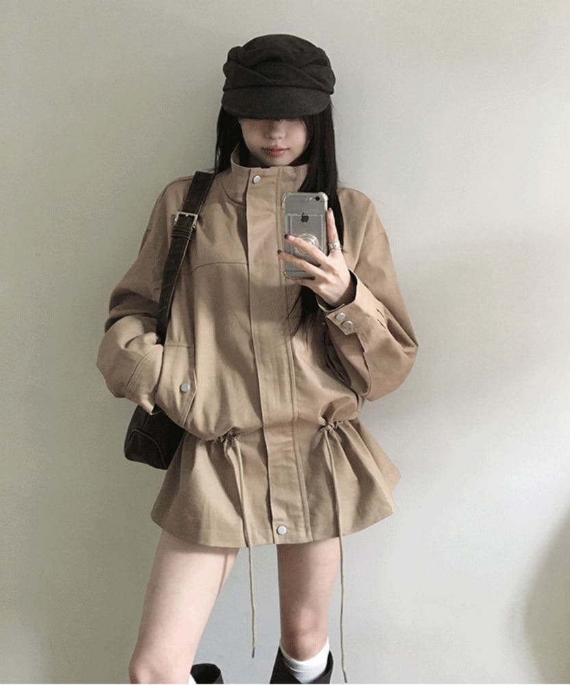 한국 스타일 chic 가을 겨울 새로운 한 부서 레트로 펌프 로프 슬림해 보이는 워크웨어 재킷 재킷 이미지 3