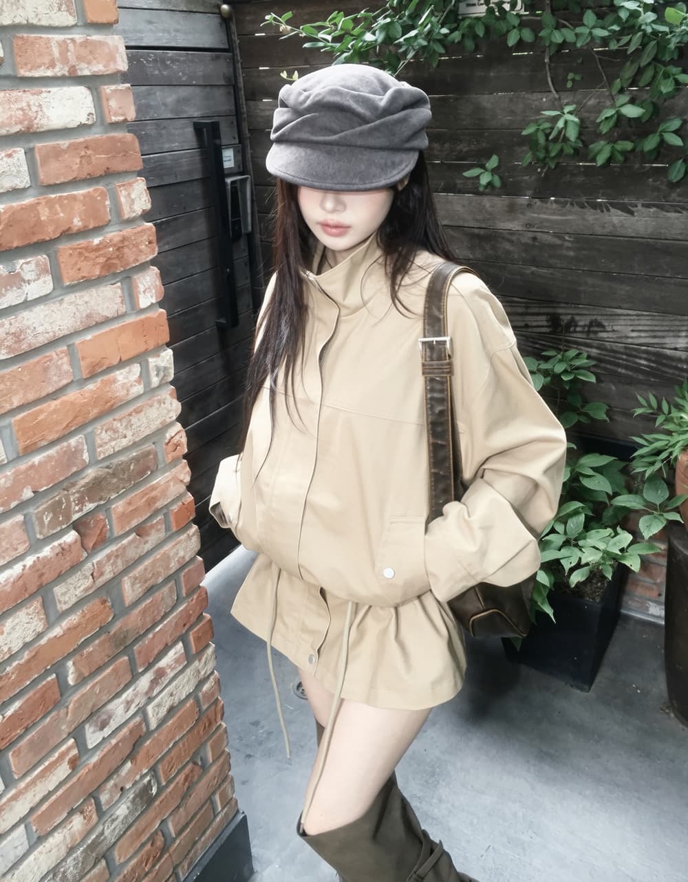 한국 스타일 chic 가을 겨울 새로운 한 부서 레트로 펌프 로프 슬림해 보이는 워크웨어 재킷 재킷 상세 이미지 4