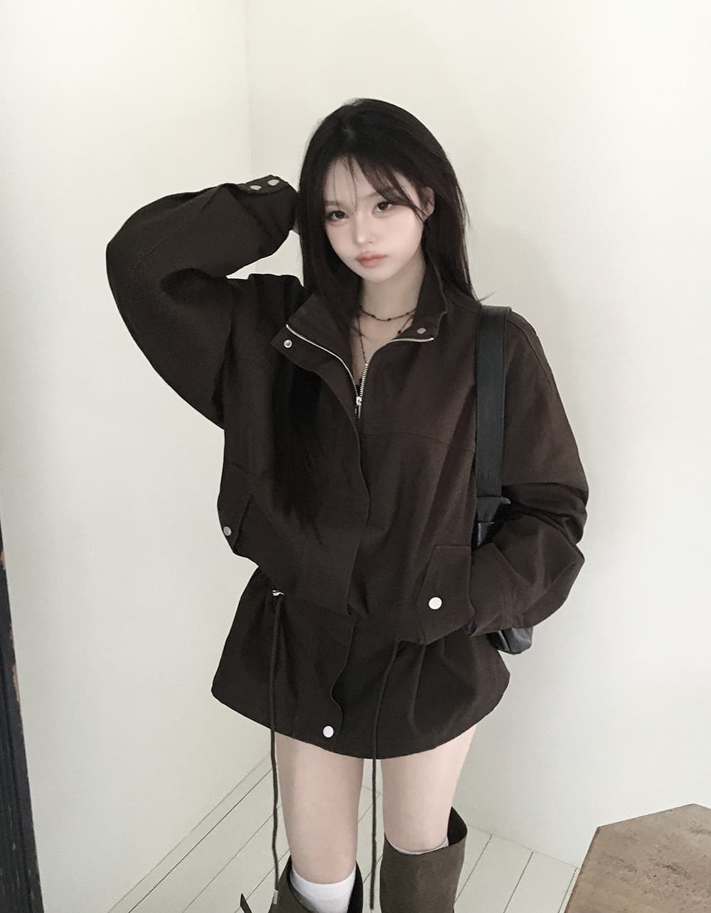 한국 스타일 chic 가을 겨울 새로운 한 부서 레트로 펌프 로프 슬림해 보이는 워크웨어 재킷 재킷 상세 이미지 10