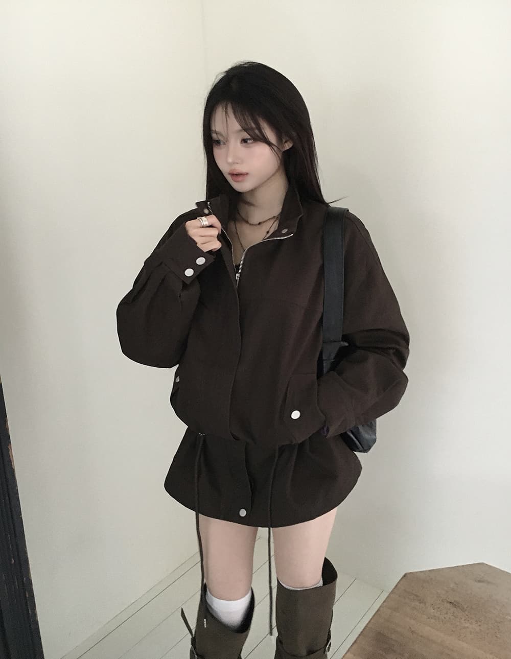 한국 스타일 chic 가을 겨울 새로운 한 부서 레트로 펌프 로프 슬림해 보이는 워크웨어 재킷 재킷 상세 이미지 11