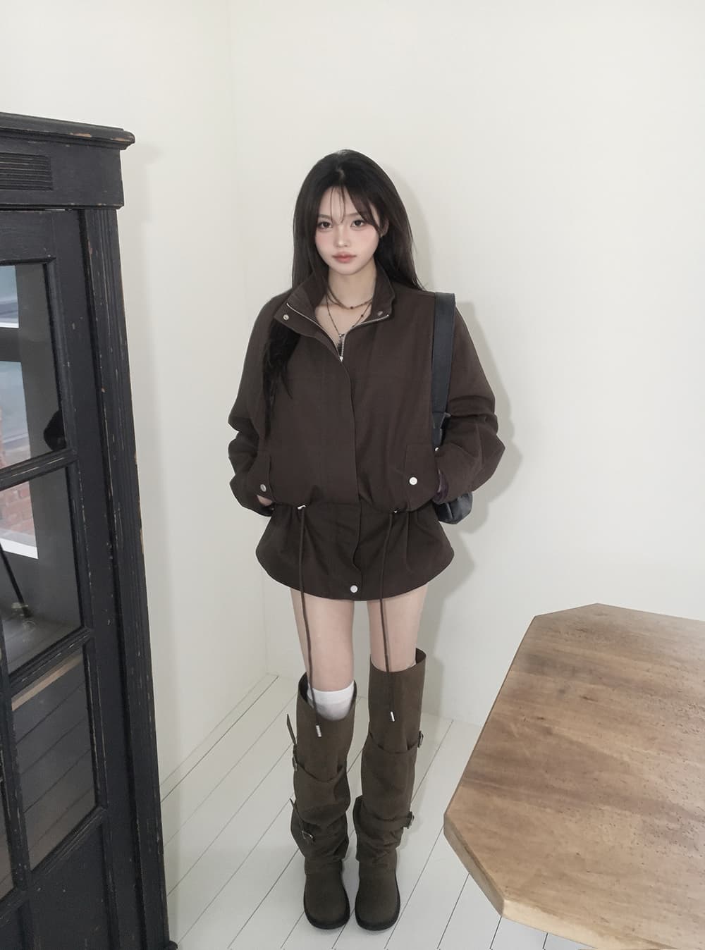 한국 스타일 chic 가을 겨울 새로운 한 부서 레트로 펌프 로프 슬림해 보이는 워크웨어 재킷 재킷 상세 이미지 13