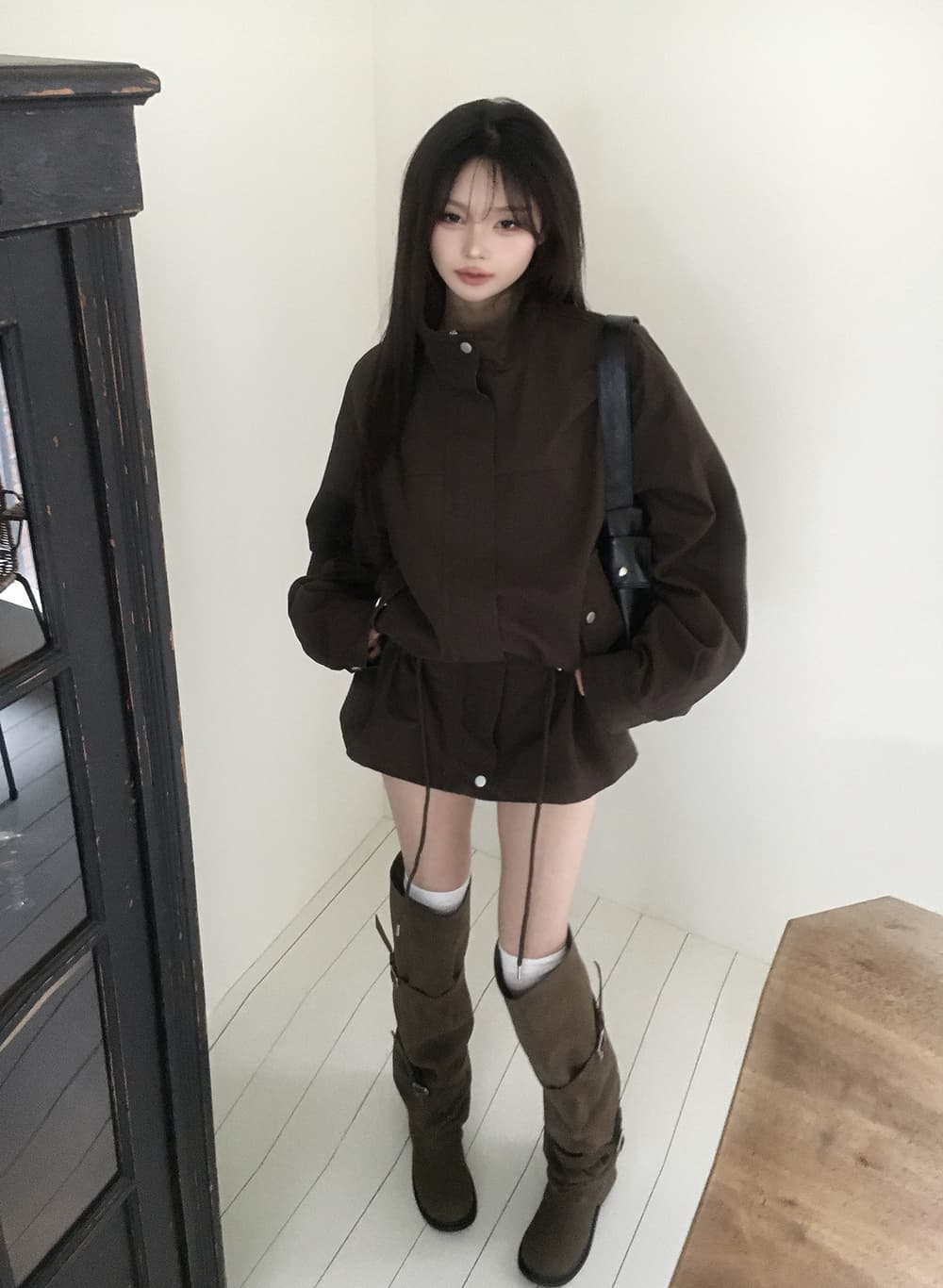 한국 스타일 chic 가을 겨울 새로운 한 부서 레트로 펌프 로프 슬림해 보이는 워크웨어 재킷 재킷 상세 이미지 15