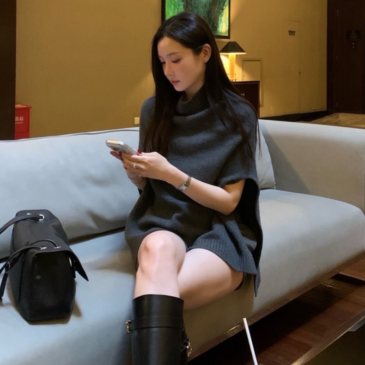 한국 chic 가을 겨울 새로운 한 부서 품격 망토 다용도 스웨터