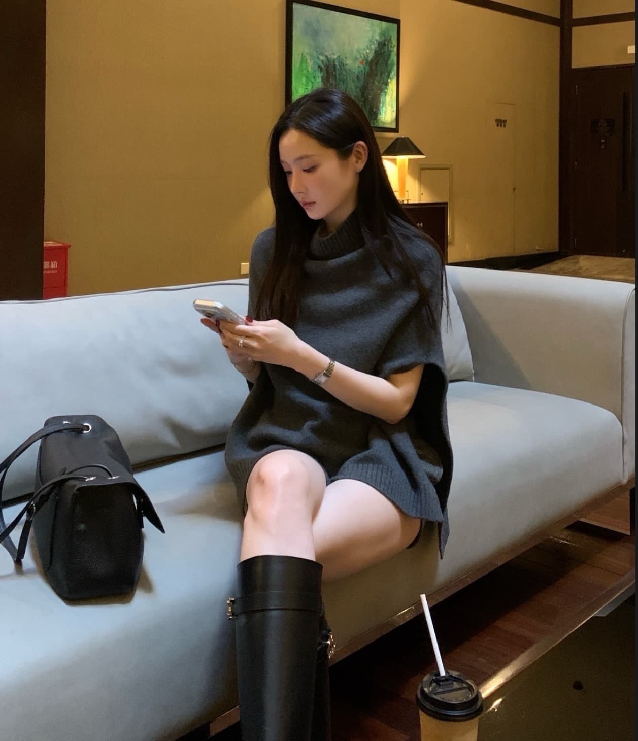 한국 chic 가을 겨울 새로운 한 부서 품격 망토 다용도 스웨터 상세 이미지 6