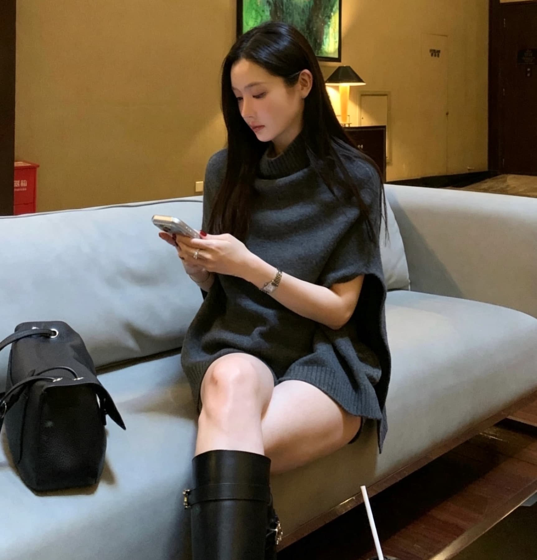 한국 chic 가을 겨울 새로운 한 부서 품격 망토 다용도 스웨터 상세 이미지 11