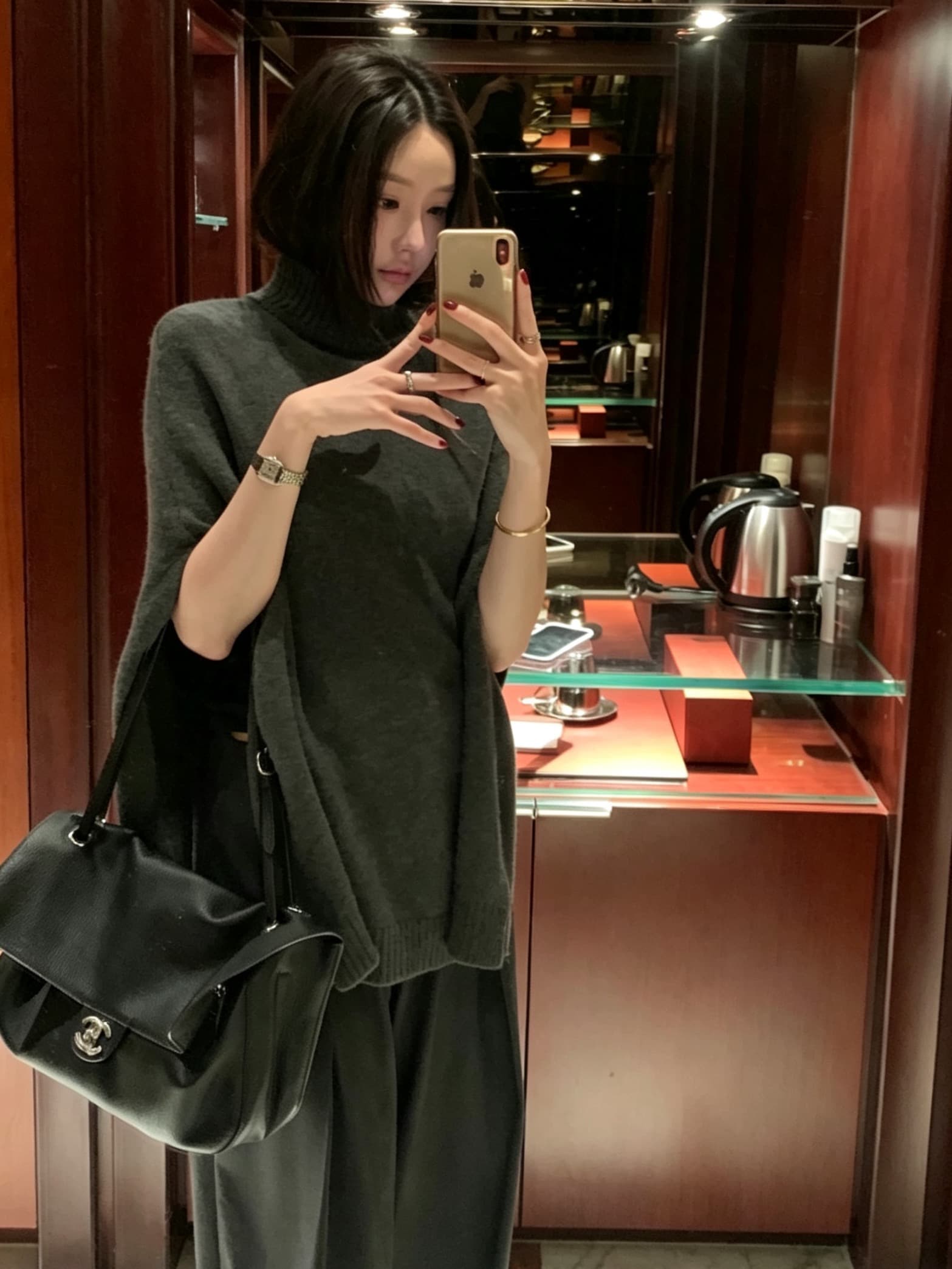 한국 chic 가을 겨울 새로운 한 부서 품격 망토 다용도 스웨터 상세 이미지 12
