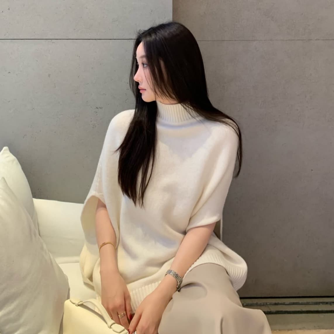 한국 chic 가을 겨울 새로운 한 부서 품격 망토 다용도 스웨터 이미지 2