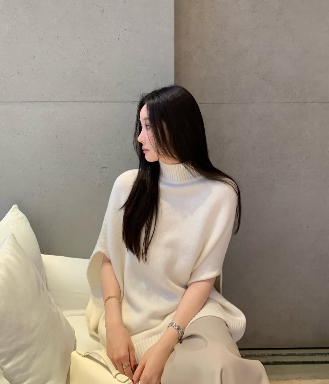 한국 chic 가을 겨울 새로운 한 부서 품격 망토 다용도 스웨터 상세 이미지 2
