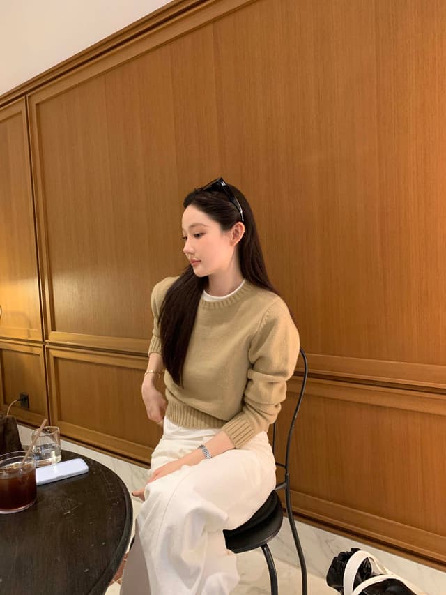 한국 chic 가을 겨울 새로운 한 부서 라운드 넥 미니멀리즘 품격 털 의류 상세 이미지 2