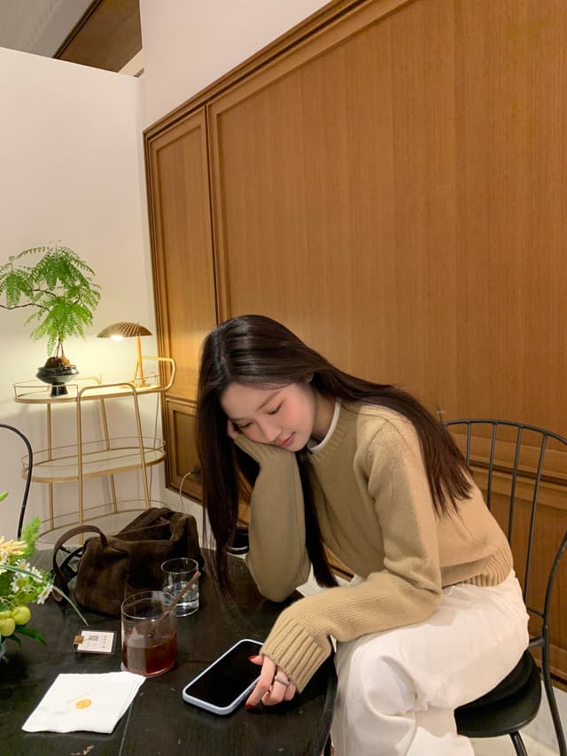 한국 chic 가을 겨울 새로운 한 부서 라운드 넥 미니멀리즘 품격 털 의류 상세 이미지 10