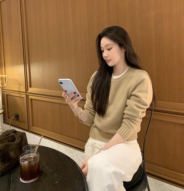 한국 chic 가을 겨울 새로운 한 부서 라운드 넥 미니멀리즘 품격 털 의류 상세 이미지 11