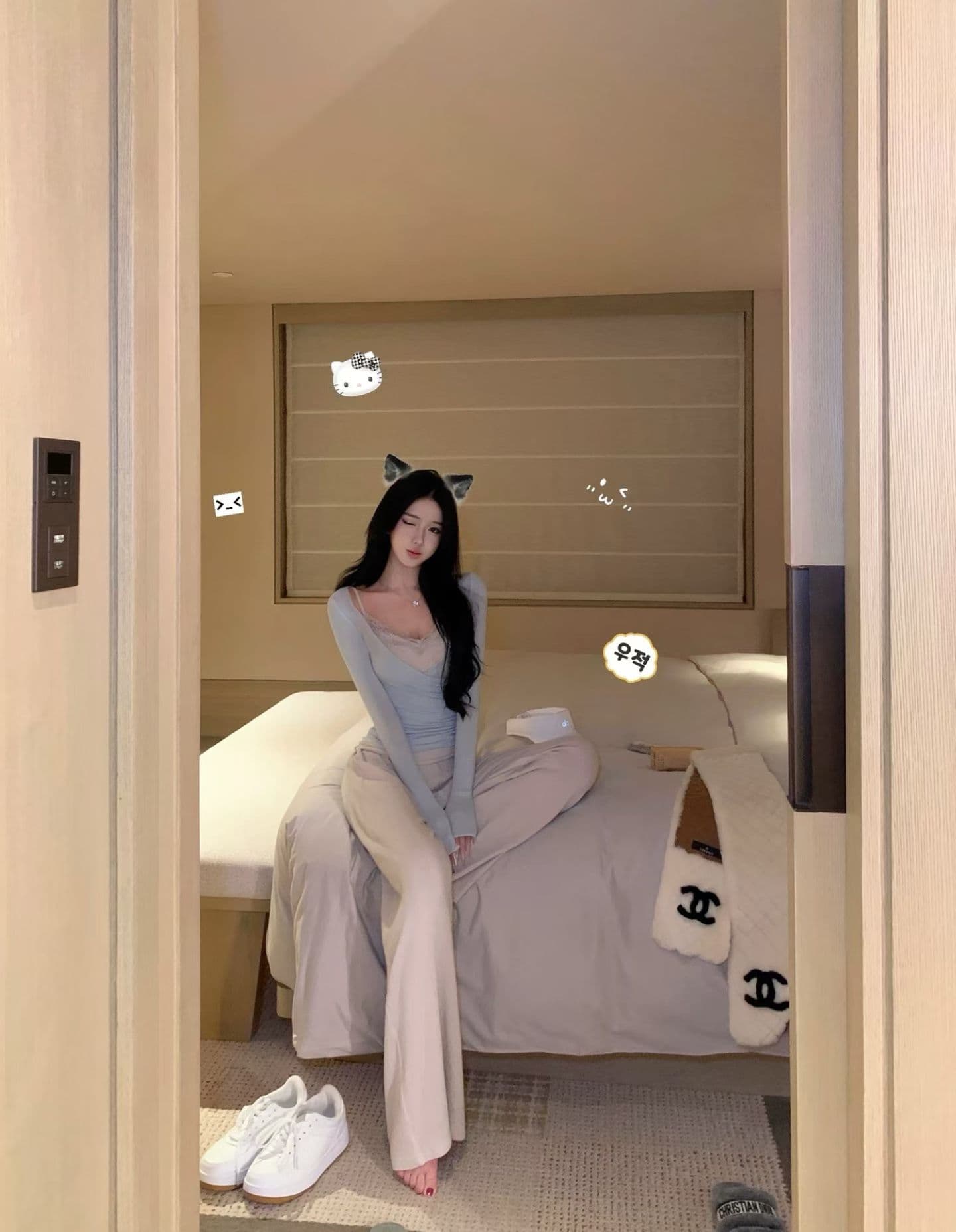 jayky yang 순수한 욕망 곰 진짜 두 조각 레이스 주름 조끼 상세 이미지 7