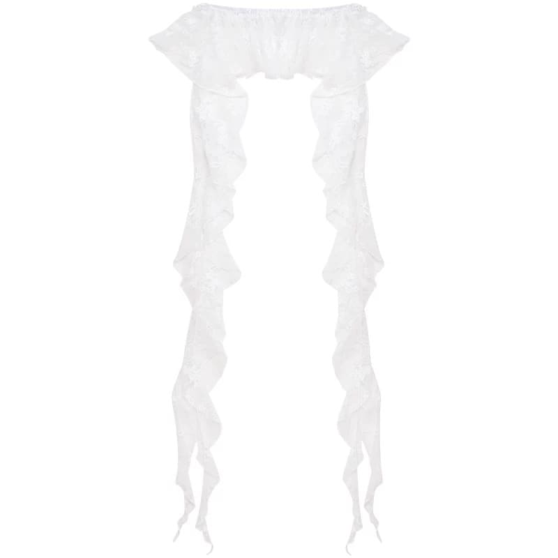 zizifei 새로운 아메리칸 레트로 디자인 센스 화이트 불규칙 레이스 레이스 하나 슬라이스 스택 착용 랩스커트팬츠 여성 상세 이미지 3