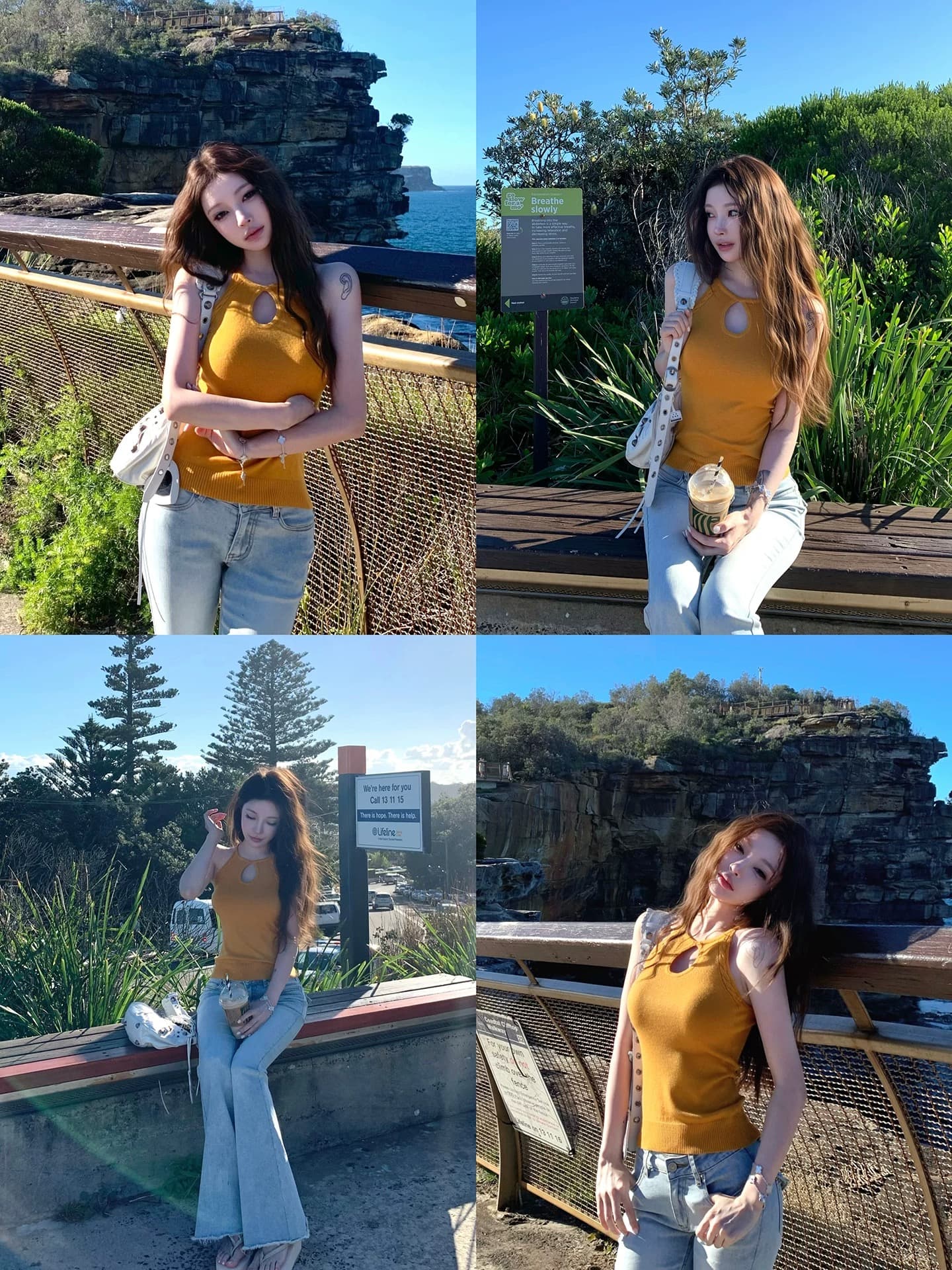suuuicee 네온 연애 편지 물방울 모양 홀로우 아웃 디자인 복수 짜다 행침 목 니트 슬립 맨위 상세 이미지 5