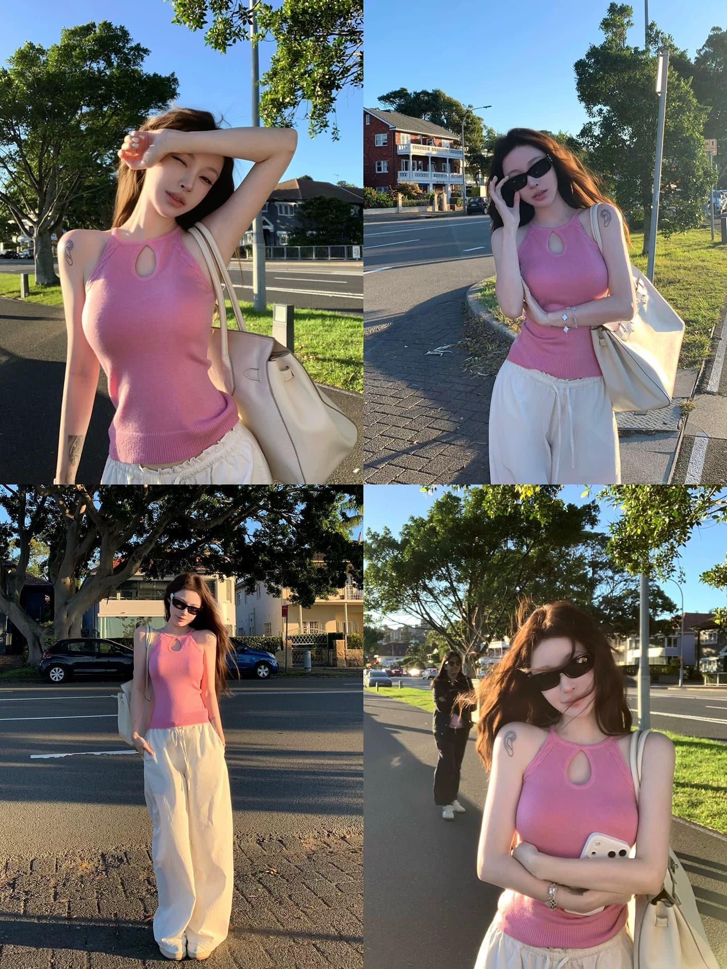 suuuicee 네온 연애 편지 물방울 모양 홀로우 아웃 디자인 복수 짜다 행침 목 니트 슬립 맨위 상세 이미지 7