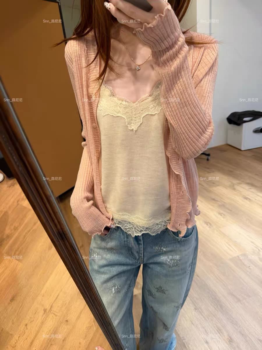 마늘 니켈 니켈 한 눈 청 ~을 통해 디스플레이 얇고 작은 외부 가져 가라. V넥 부서 버클 업 의류 품격 슬림해 보이는 오픈 가디건 여성 코트 351 상세 이미지 5