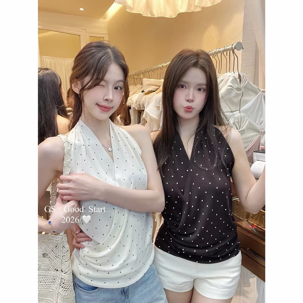 s.good start- 센스 다시 달콤한 다시 매운맛 한 부서 달콤함 소녀 센스 도트 무늬 행침 목 니트 조끼 d1375 상세 이미지 1