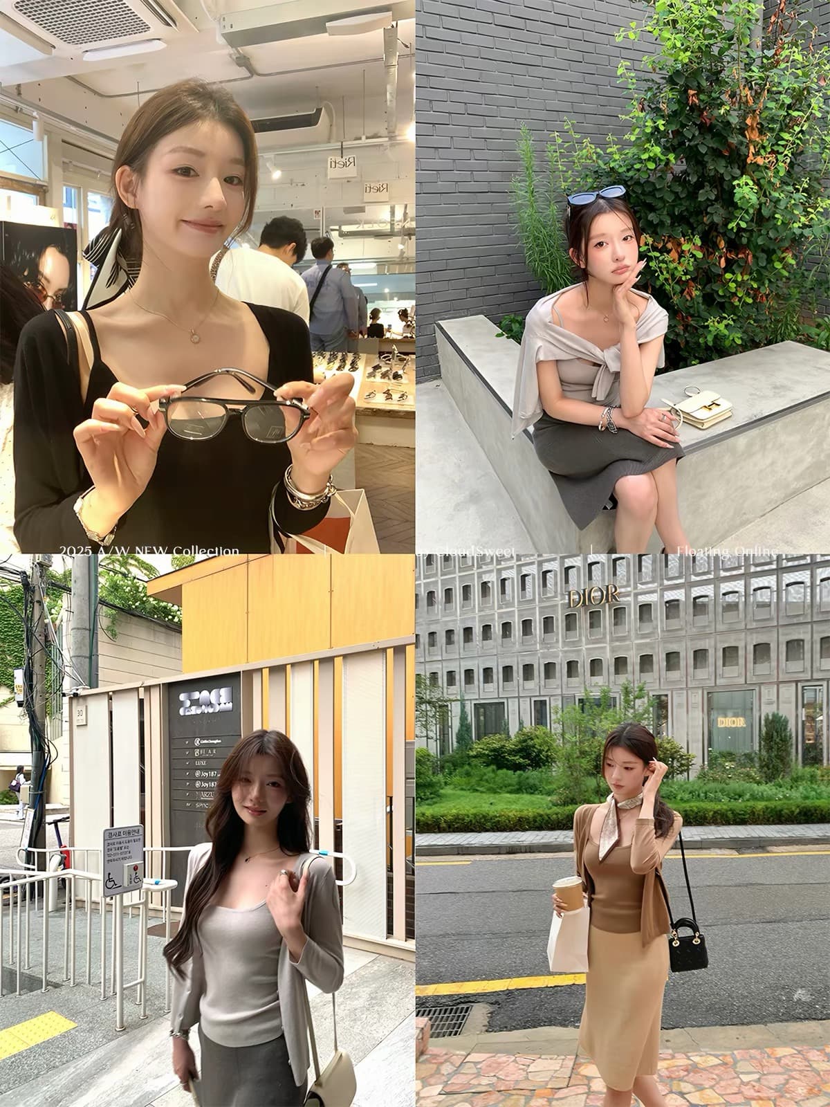 cloudsweet 흰 구름 달콤한 지능 wool 회색 니트 오픈 가디건 여성 슬립 맨위 몸매 가꾸기 반 스커트 세트 상세 이미지 5