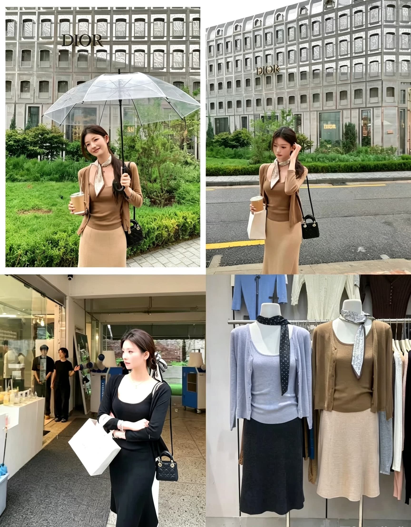 cloudsweet 흰 구름 달콤한 지능 wool 회색 니트 오픈 가디건 여성 슬립 맨위 몸매 가꾸기 반 스커트 세트 상세 이미지 6