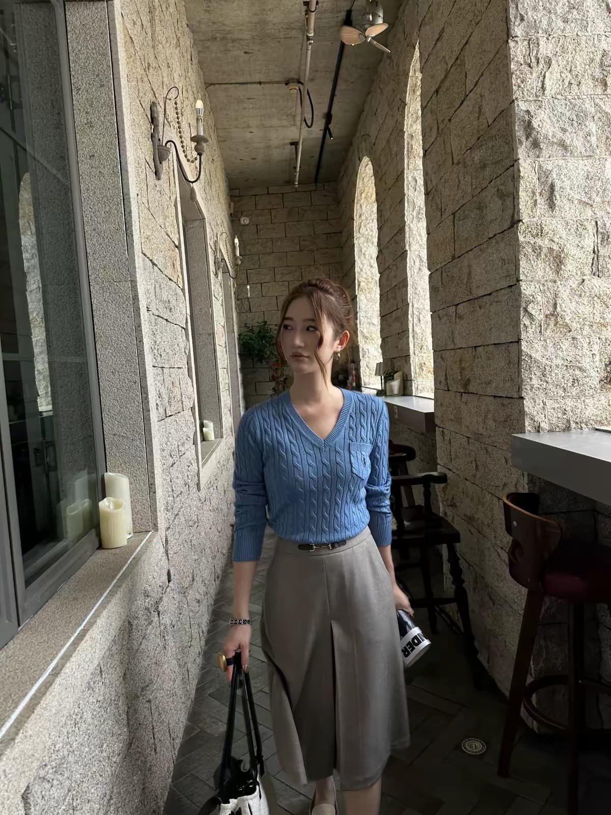 oni 유럽 니켈 가을 켜기 새로운 트위스트 꽃 막대기 가방 V넥 자수 맨위 작은 셔츠 6837 상세 이미지 12