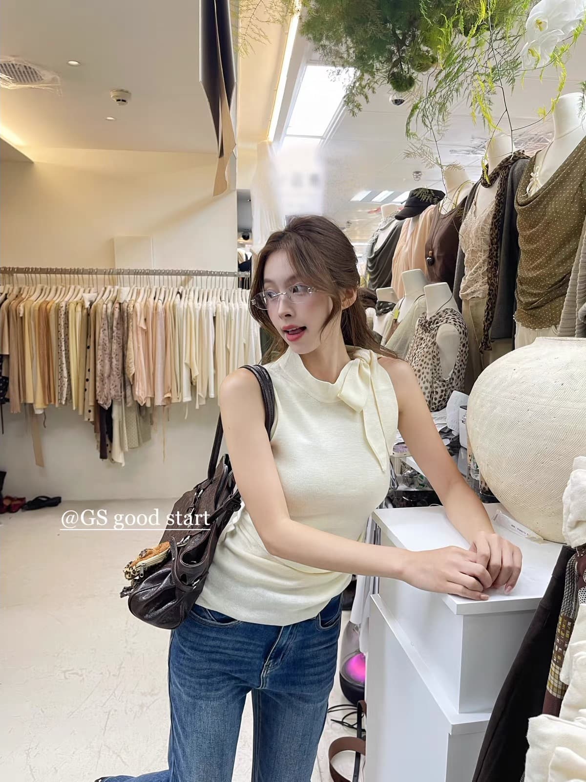 gs.good start 프랑스식 부드러운 순수한 욕망 레이스업 몸매 가꾸기 니트 작은 셔츠 여성 가을 캐주얼 슬림해 보이는 맨위 상세 이미지 4
