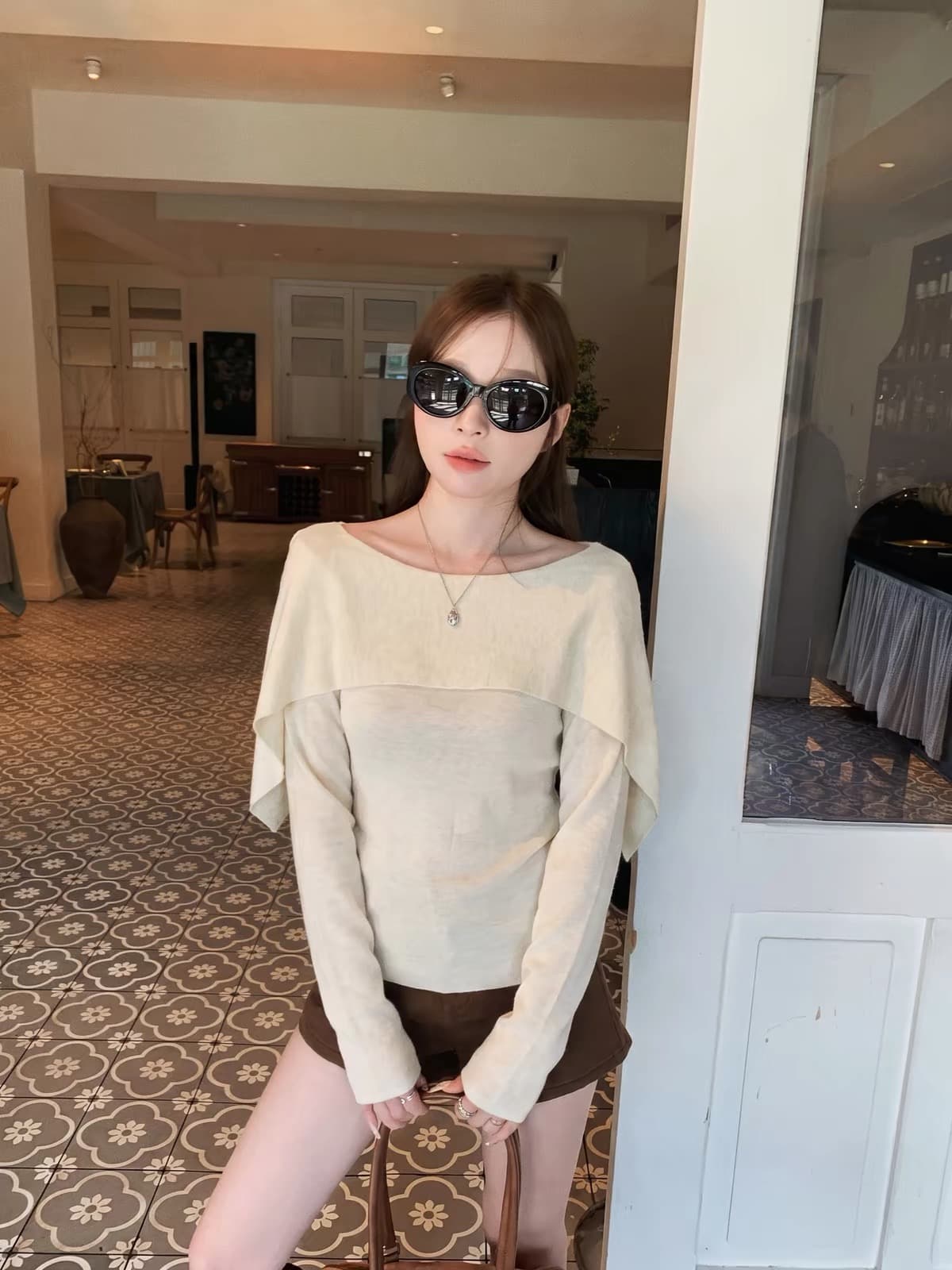 스와 3 3 니트 스웨터 2026 년 가을 한 부서 작은 대중 스웨터 비스듬한 칼라 허리 수축 다용도 캐주얼 여자 맨위 상세 이미지 8