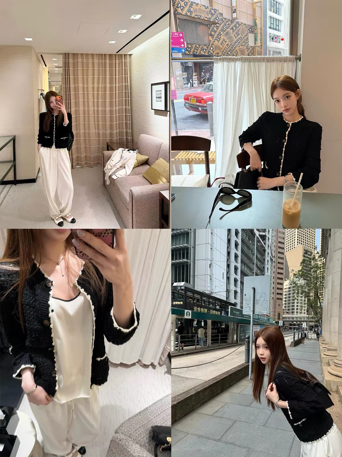 안녕하세요. 팬 팬 천천히 리듬 수공 훅 제직 배색 맨위 샤오시엔 어깨 조끼 홀로우 아웃 니트 오픈 가디건 상세 이미지 1