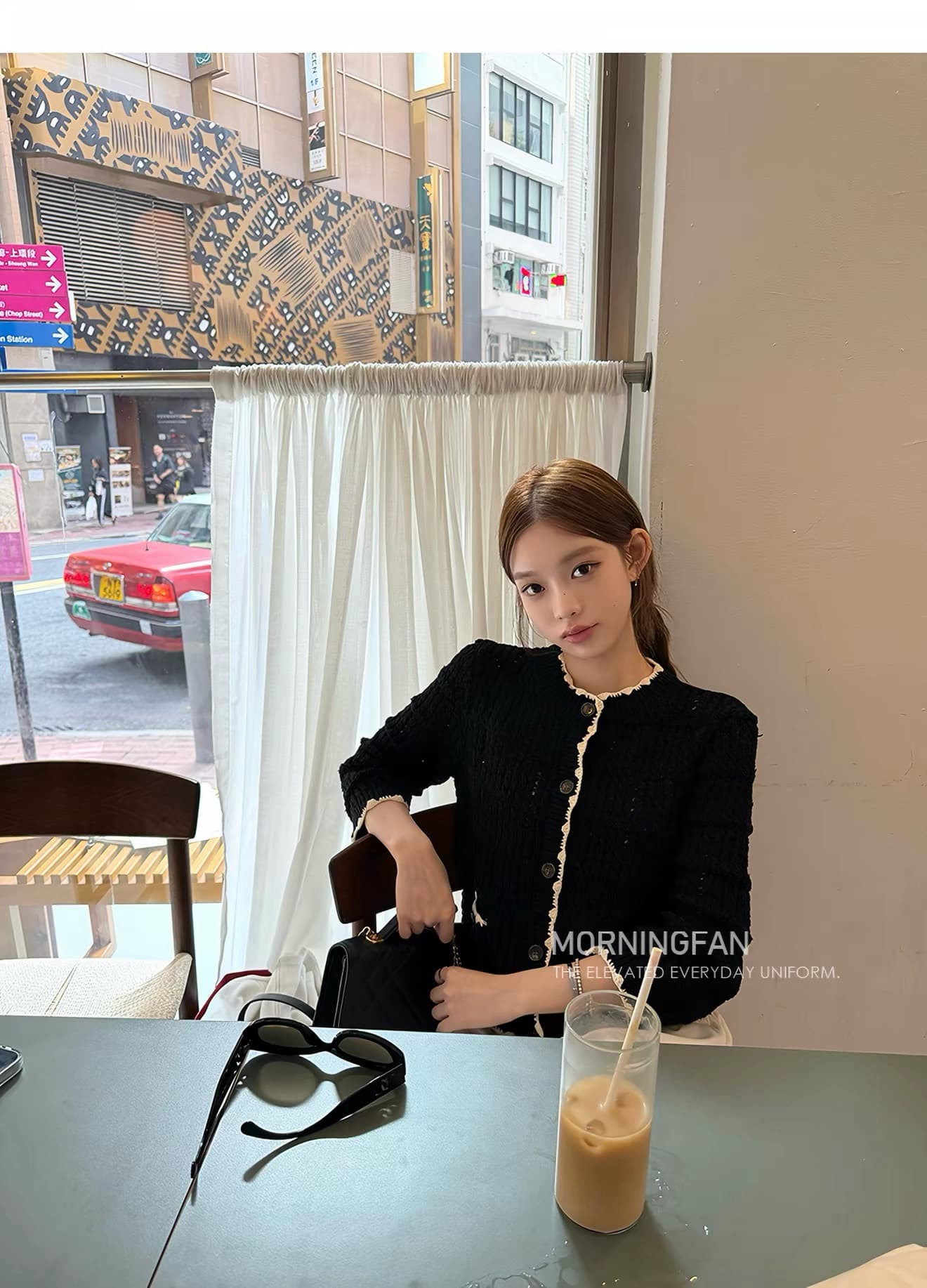 안녕하세요. 팬 팬 천천히 리듬 수공 훅 제직 배색 맨위 샤오시엔 어깨 조끼 홀로우 아웃 니트 오픈 가디건 상세 이미지 4