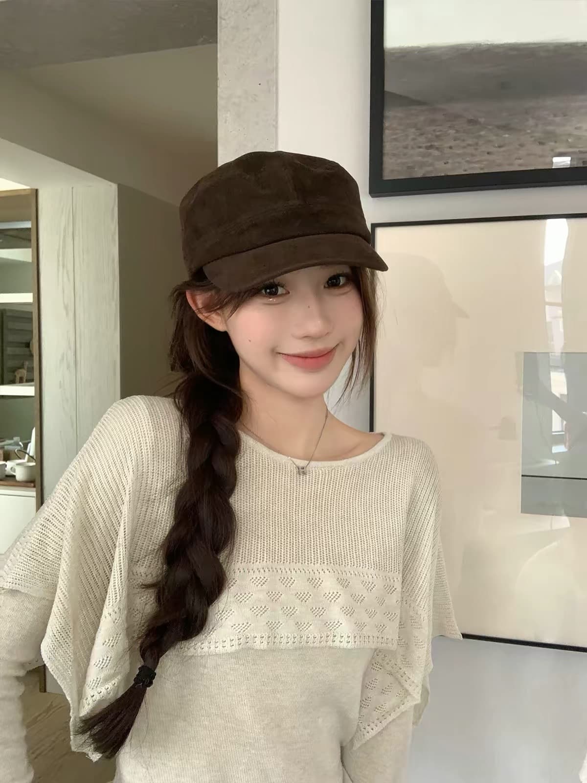 송 긍정적 인 En 페이크 레이어드 숄 니트 긴 소매 티셔츠 여자 이른 가을 착용 가져 가라. ins 한 스타일 디자인 센스 몸매 가꾸기 맨위 상세 이미지 4