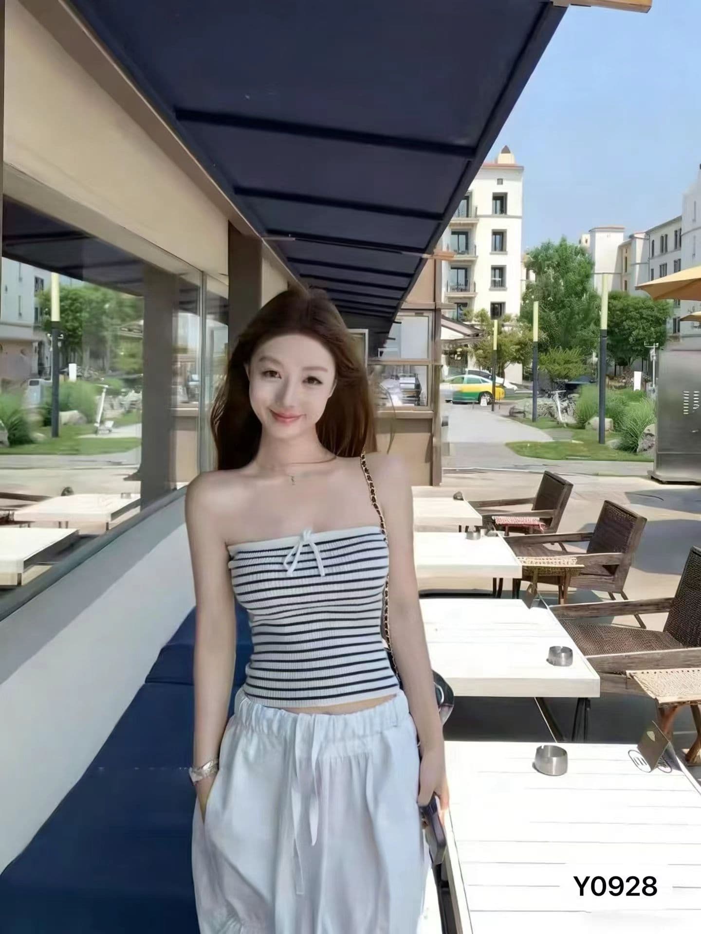 차가운 핫걸 스트라이프 행침 목 스트라이프 니트 조끼 2026 봄 아모이 ins 트렌디 한 일본식 ootd 달콤함 귀여운 n 이미지 4