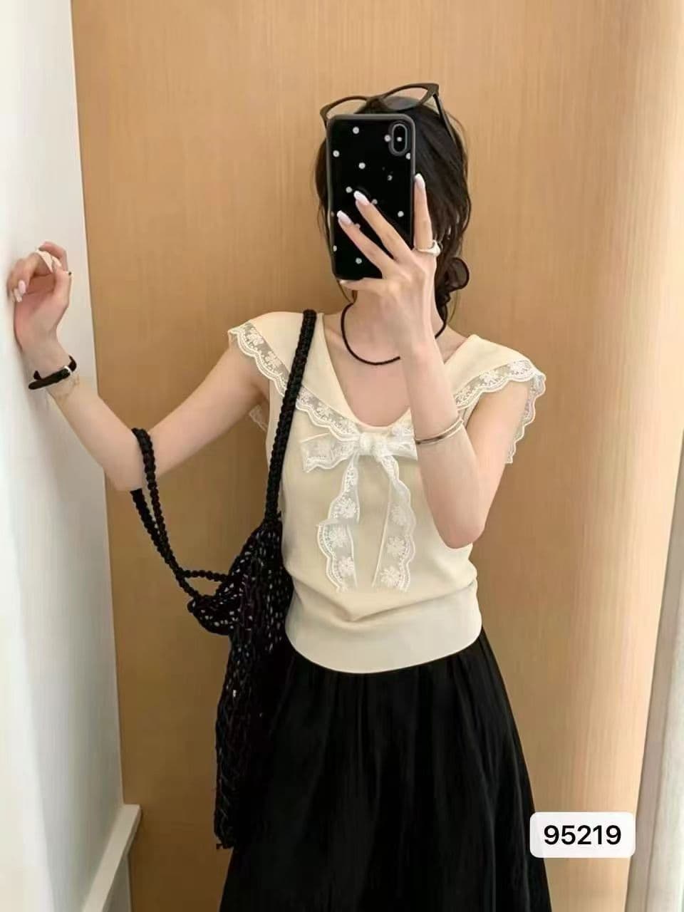 달콤함 레이스 조각 니트 선원 칼라 귀여운 연령 감소 2026 봄 아모이 ins 트렌디 한일 ootd 학생 소녀 k 이미지 4