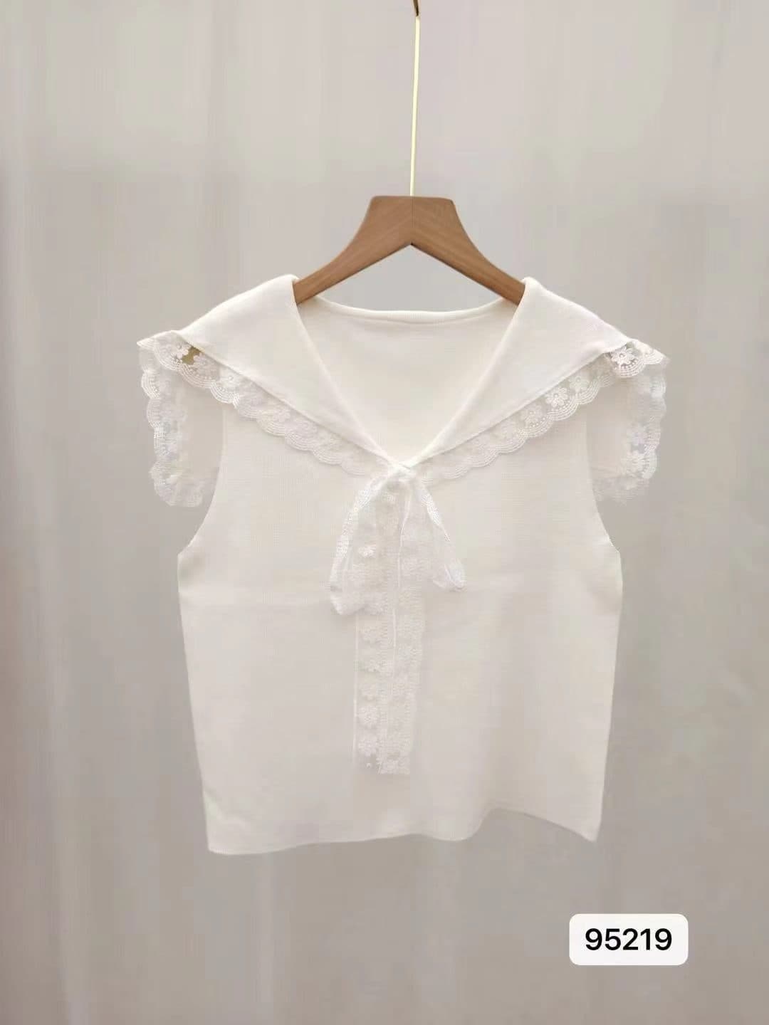 달콤함 레이스 조각 니트 선원 칼라 귀여운 연령 감소 2026 봄 아모이 ins 트렌디 한일 ootd 학생 소녀 k 상세 이미지 7