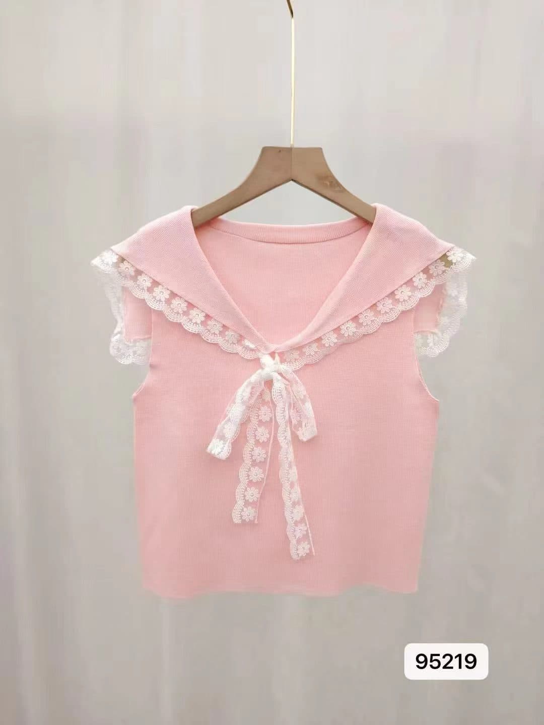 달콤함 레이스 조각 니트 선원 칼라 귀여운 연령 감소 2026 봄 아모이 ins 트렌디 한일 ootd 학생 소녀 k 상세 이미지 8