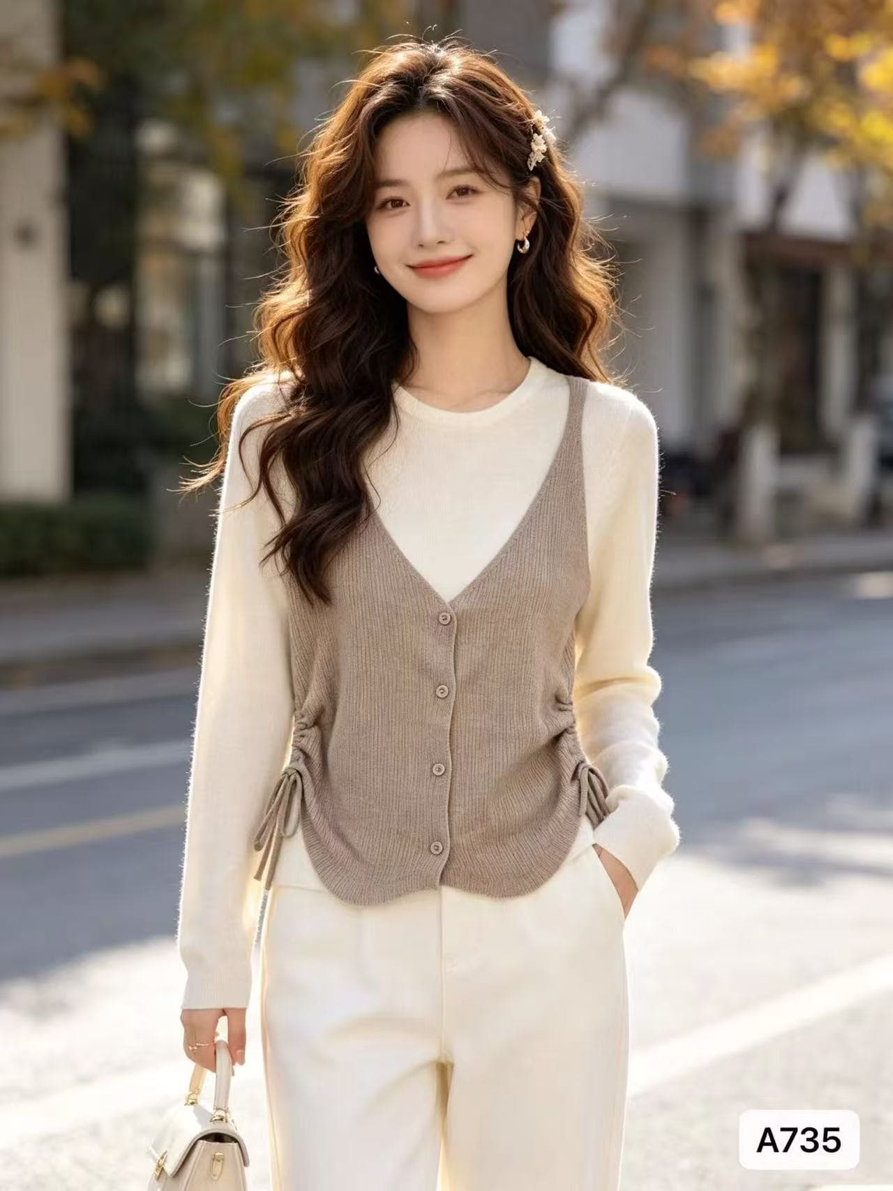 한 부서 레트로 배색 페이크 레이어드 니트 펌프 로프 디자인 센스 허리 수축 풀오버 긴팔 2026 가을 겨울 새로운 ins 트렌디 k 상세 이미지 7