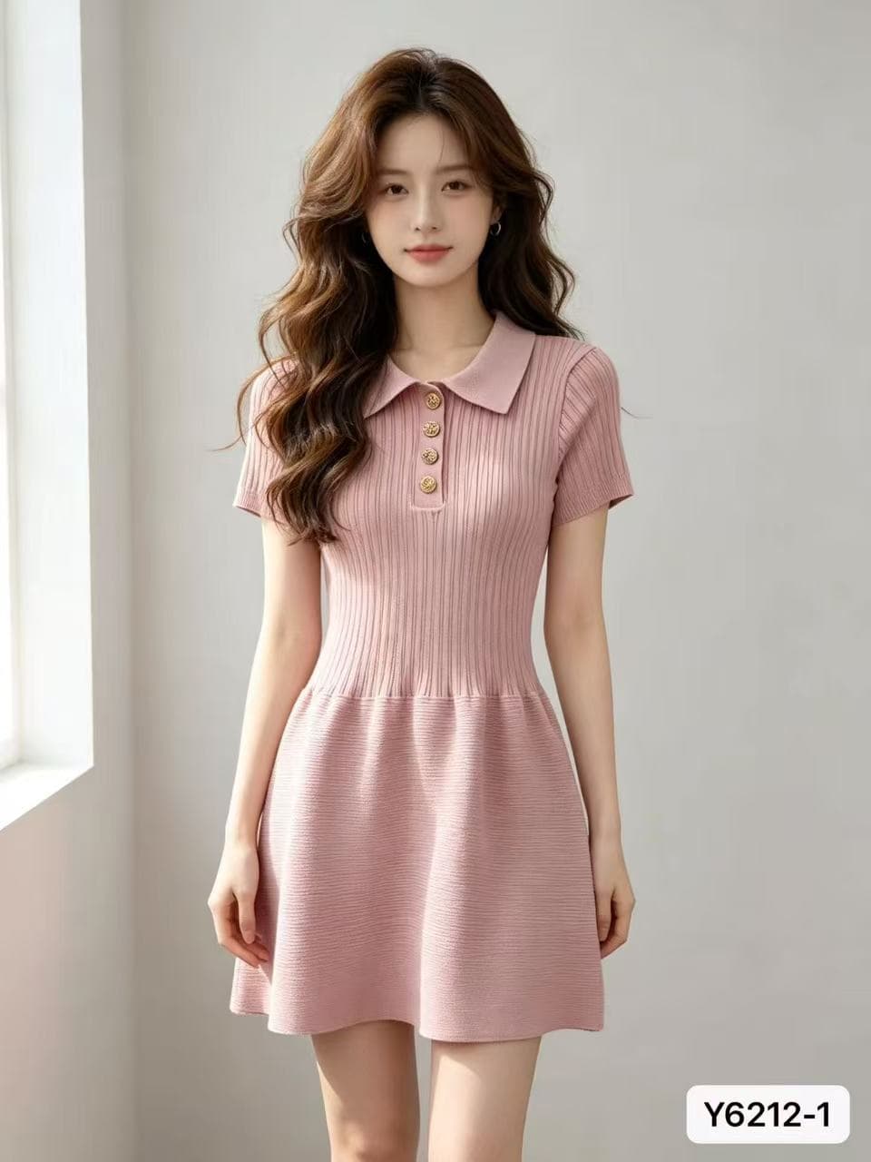 그는 벤 품격 POLO 칼라 구덩이 기사 슬림해 보이는 허리 수축 드레스 2026 가을 겨울 새로운 ins 트렌디 한일 ootd 달콤함 f 상세 이미지 6
