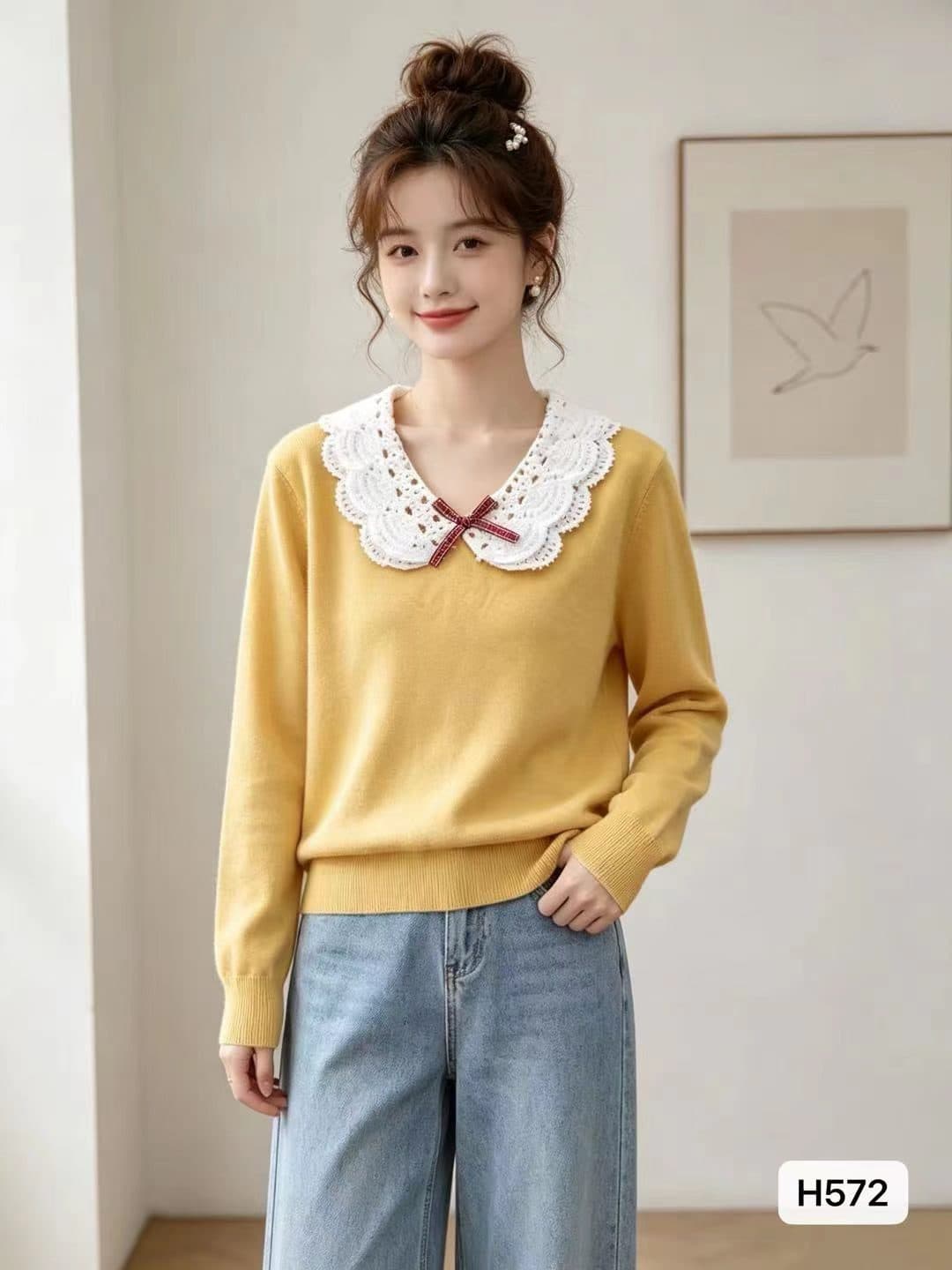 일본식 달콤한 자매 베이비 칼라 자수 나비 매듭 패치워크 긴팔 니트 2026 가을 겨울 새로운 ins 트렌디 다용도 출퇴근 j 상세 이미지 6