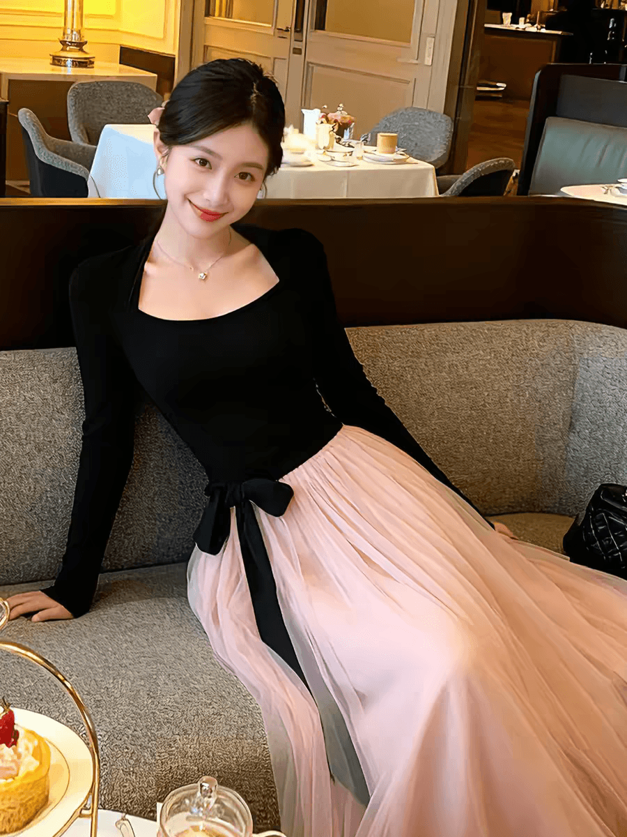 품격 명문 여성 로얄 자매 바람 프랑스식 광장 칼라 허리 수축 나비 매듭 퍼프 스커트 고유 한 아름다운 슈퍼 잘 생긴 드레스 봄 이미지 4