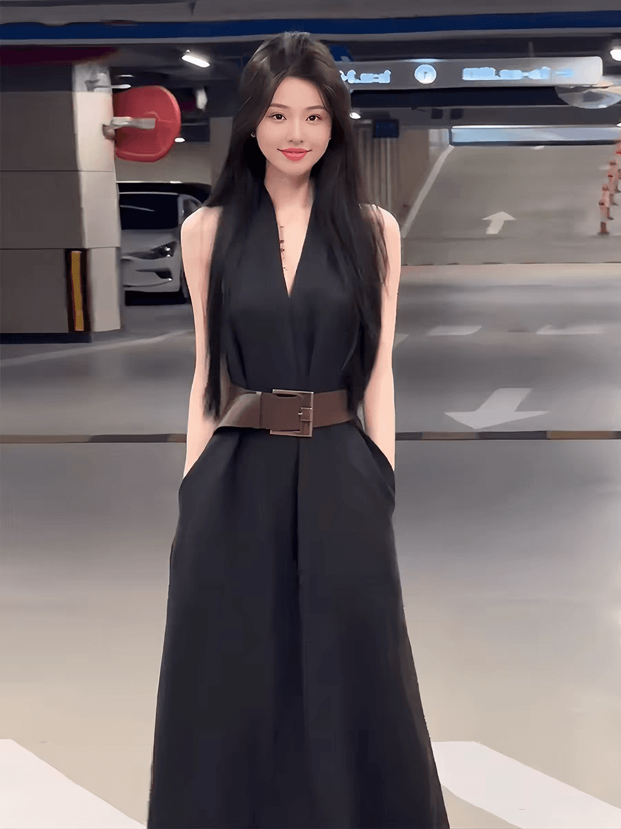 프랑스식 고급 센스 행침 목 V넥 민소매 여성 드레스 여름 새로운 그는 벤 바람 품격 아름다운 조끼 롱 스커트 이미지 2