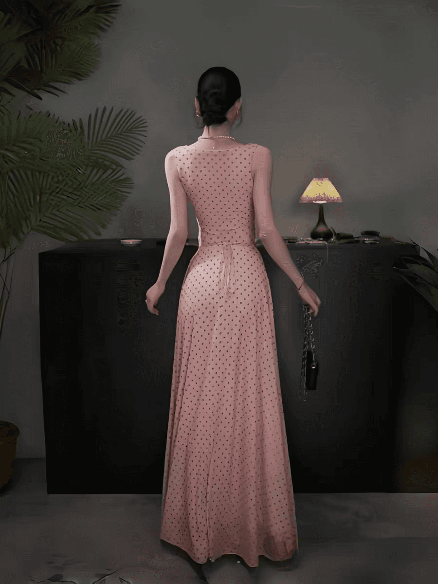 instahot 프랑스식 섬 휴가 바람 도트 무늬 드레스 2026 여름 새로운 부드러운 바람 데이트 롱 스커트 이미지 4
