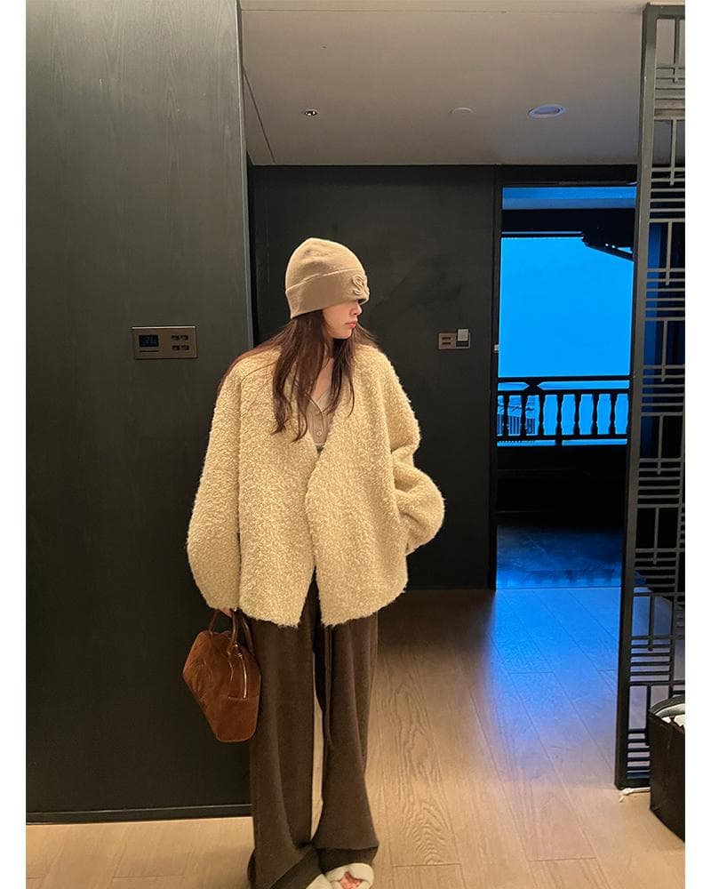 임산부 바지 가을 겨울철 외출용 캐주얼 펌프 로프 스트레이트 와이드 레그 팬츠 하이웨이스트 연삭 털 느긋한 센스 롱 바지 봄 가을 여성 상세 이미지 28