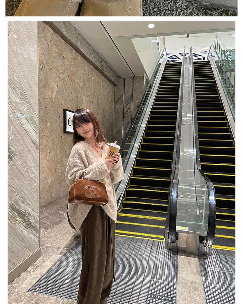 임산부 바지 가을 겨울철 외출용 캐주얼 펌프 로프 스트레이트 와이드 레그 팬츠 하이웨이스트 연삭 털 느긋한 센스 롱 바지 봄 가을 여성 상세 이미지 38