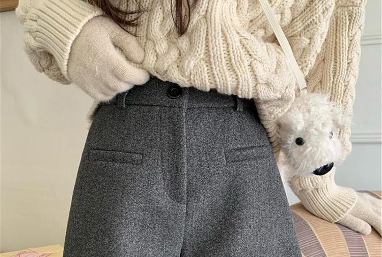 임산부 반바지 모직 가을 겨울철 외출용 복부 지지 2026 새로운 다용도 패션 한 마디 넓은 다리 부츠 바지 세련된 상세 이미지 14