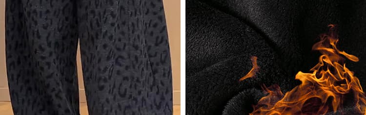 섹션 겨울 임산부 바지 레오파드 무늬 털이 있는 모통이 칼 와이드 레그 팬츠 새로운 레트로 고급 루즈핏 슬림해 보이는 두꺼운 캐주얼 바지 상세 이미지 13