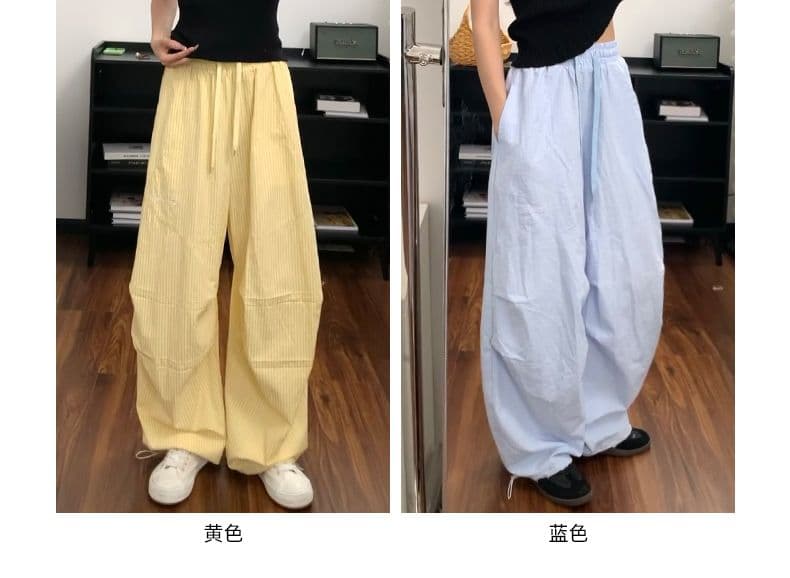 3 차원 허리 머리 원본 원단 그리고 솜씨 스트라이프 낙하산 병 워크웨어 팬츠 여성 여름 루즈핏 춤추기 스트레이트 캐주얼 바지 상세 이미지 9