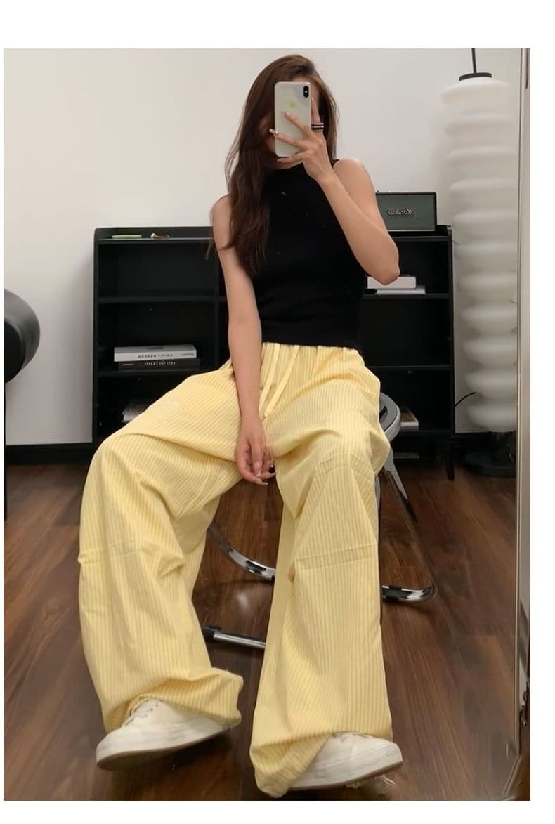 3 차원 허리 머리 원본 원단 그리고 솜씨 스트라이프 낙하산 병 워크웨어 팬츠 여성 여름 루즈핏 춤추기 스트레이트 캐주얼 바지 상세 이미지 20