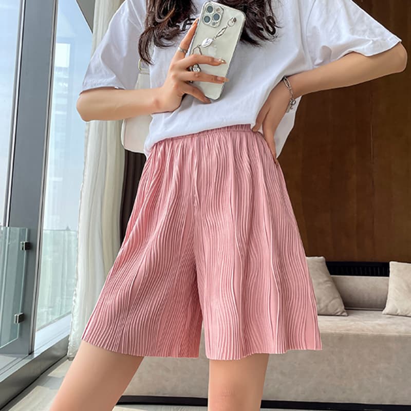 물결무늬 곡물 특별 가격 수 있습니다. 돌아 가기 넓은 다리가 짧다. 바지 여성 여름 하이웨이스트 도루 센스 스트레이트 캐주얼 바지