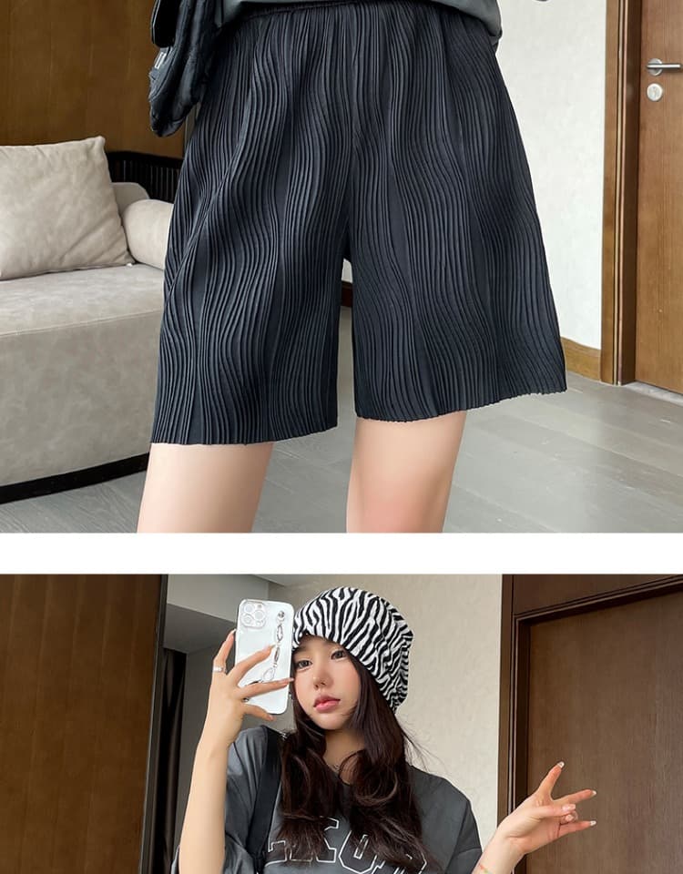물결무늬 곡물 특별 가격 수 있습니다. 돌아 가기 넓은 다리가 짧다. 바지 여성 여름 하이웨이스트 도루 센스 스트레이트 캐주얼 바지 상세 이미지 18