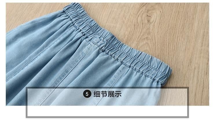 주간 실크 데님 스커트 여성 여름 새로운 얇은 빅 사이즈 반신 스커트 한국 스타일 루즈핏 슬림해 보이는 하이웨이스트 밴딩 한 마디 치마 상세 이미지 8