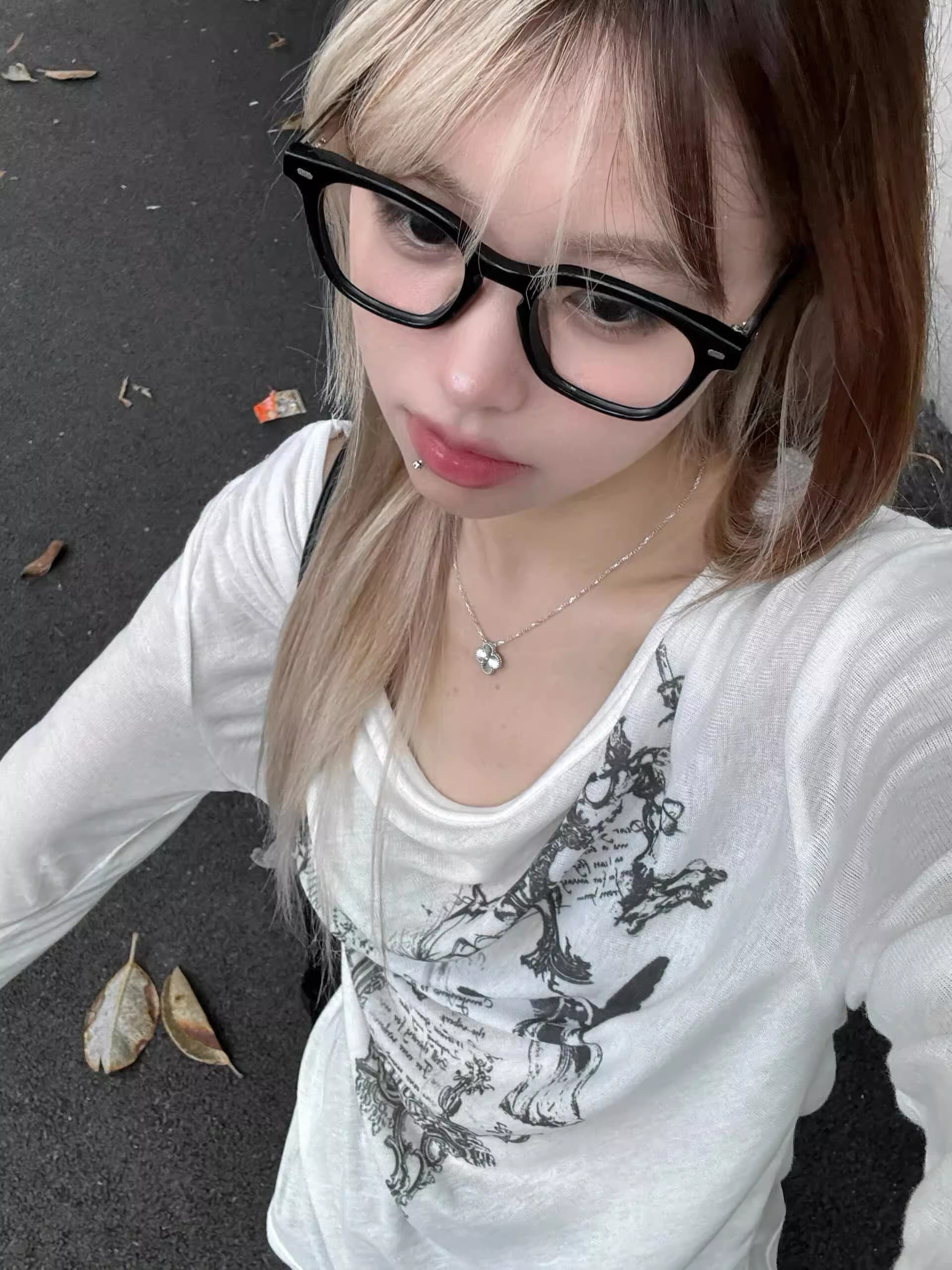 원본 원단 핫걸 긴팔 티셔츠 여성 레트로 아메리칸 프린트 니트 블라우스 느긋한 바람 루즈핏 맨위 상세 이미지 4
