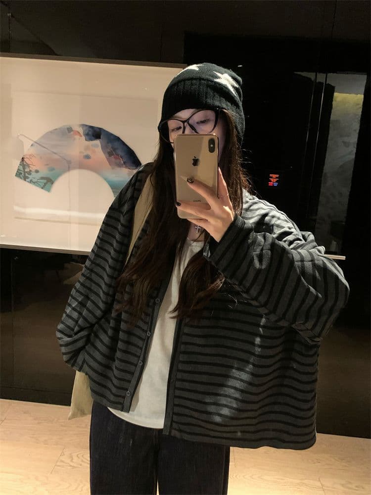 원본 원단 컬러 짜임 기사 느긋한 바람 배색 스트라이프 품격 루즈핏 긴팔 재킷 슬림해 보이는 다용도 캐주얼 맨위 상세 이미지 23